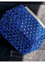 Официална дамска чанта цвят тъмно синьо с кристали Прециоза